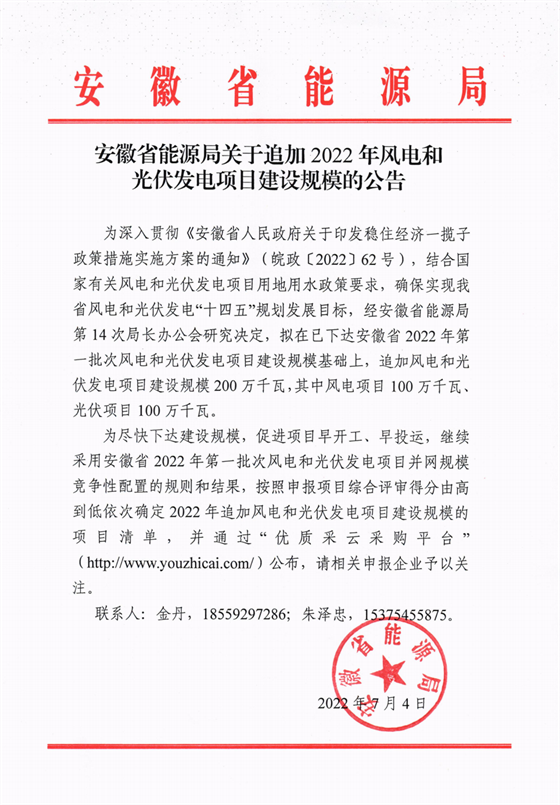 再加1GW光伏+1GW風(fēng)電！安徽2022年風(fēng)光項目建設(shè)規(guī)模擬至5GW！