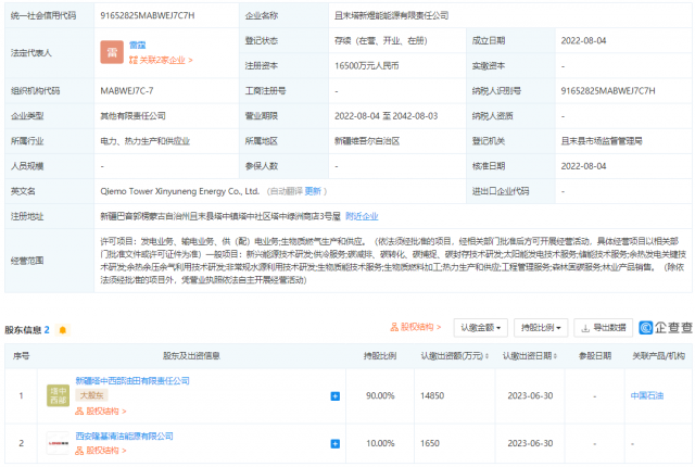 中國石油、隆基投資成立能源公司