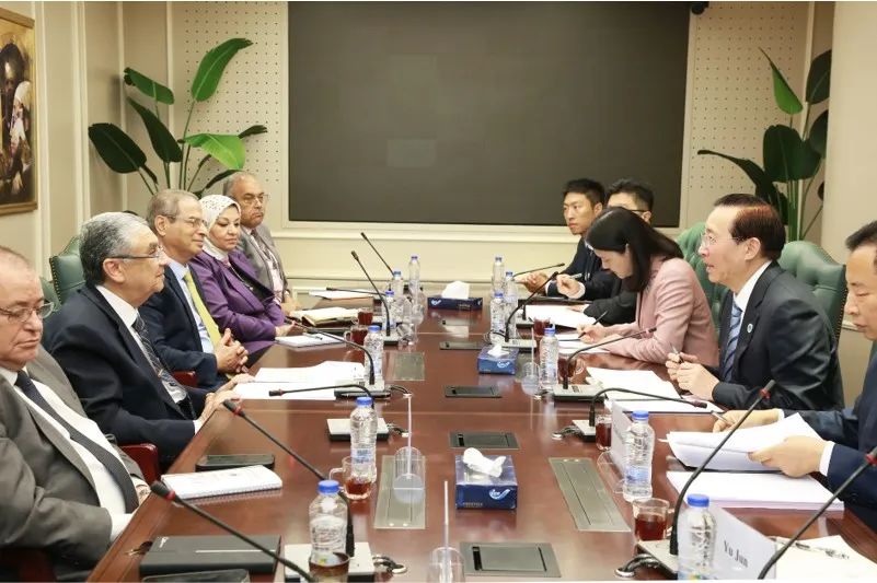 國家電網(wǎng)董事長辛保安與埃及電力部部長沙赫爾、中國駐埃及大使廖力強會談