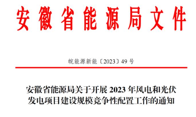 150萬千瓦！安徽省2023年風電項目建設規(guī)模競配方案公布